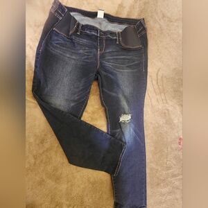 Old Navy Dark Blue/Black Maternity Jeggings with Knee Rip